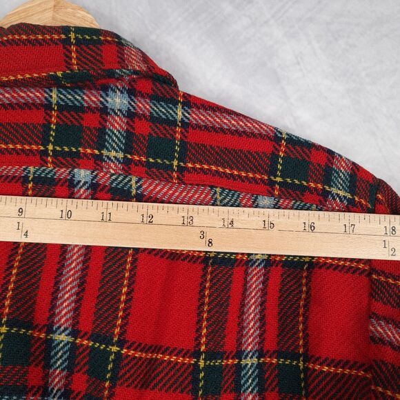 Vintage Pendleton Heavy Wool Shirt Jacket Mens Medium Red Tartan Plaid Relaxed - Picture 12 of 16